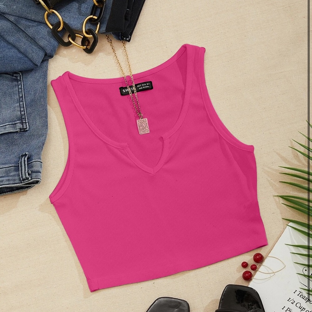 Notch Neck Rib-knit Tank Top - Picture 3 of 6